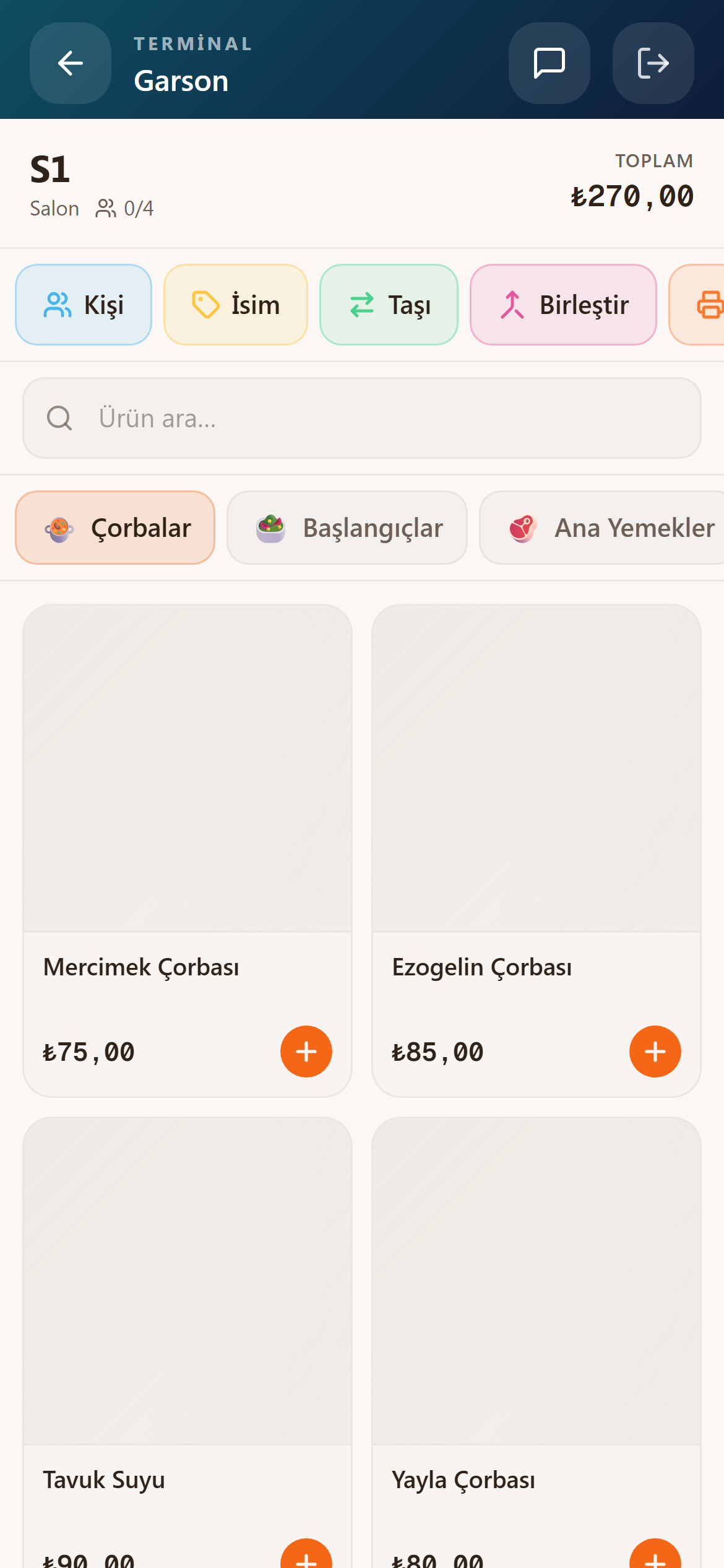 Sipariş Menüsü
